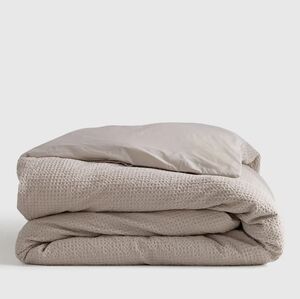 NWOT QUINCE Organic Luxe Honeycomb Duvet Cover Set King/Cal King Sand 9694